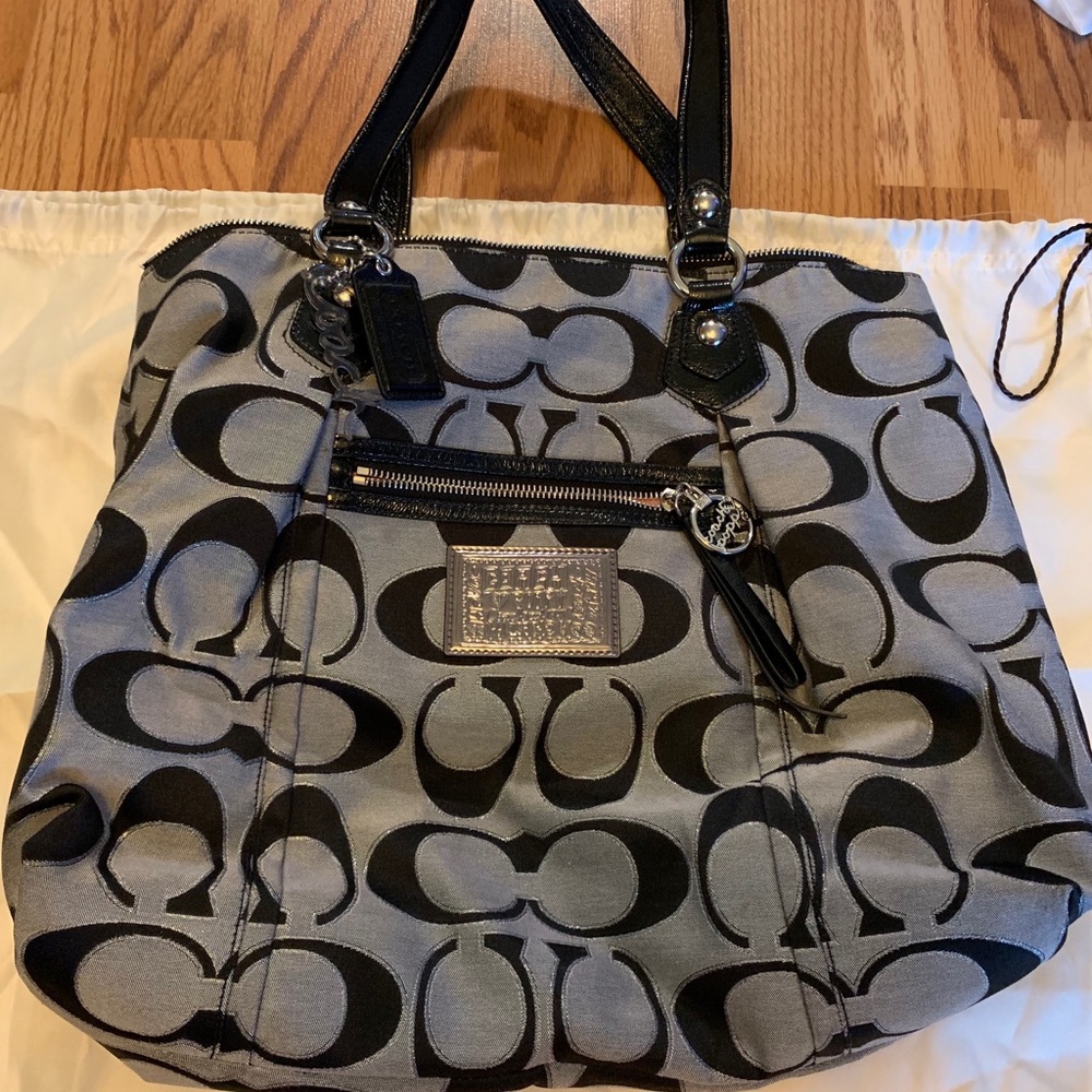 Grey & black Coach handbag